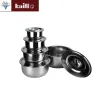 A set of 5-piece stainless steel cooking pot with a colorful lid Application Scenario
